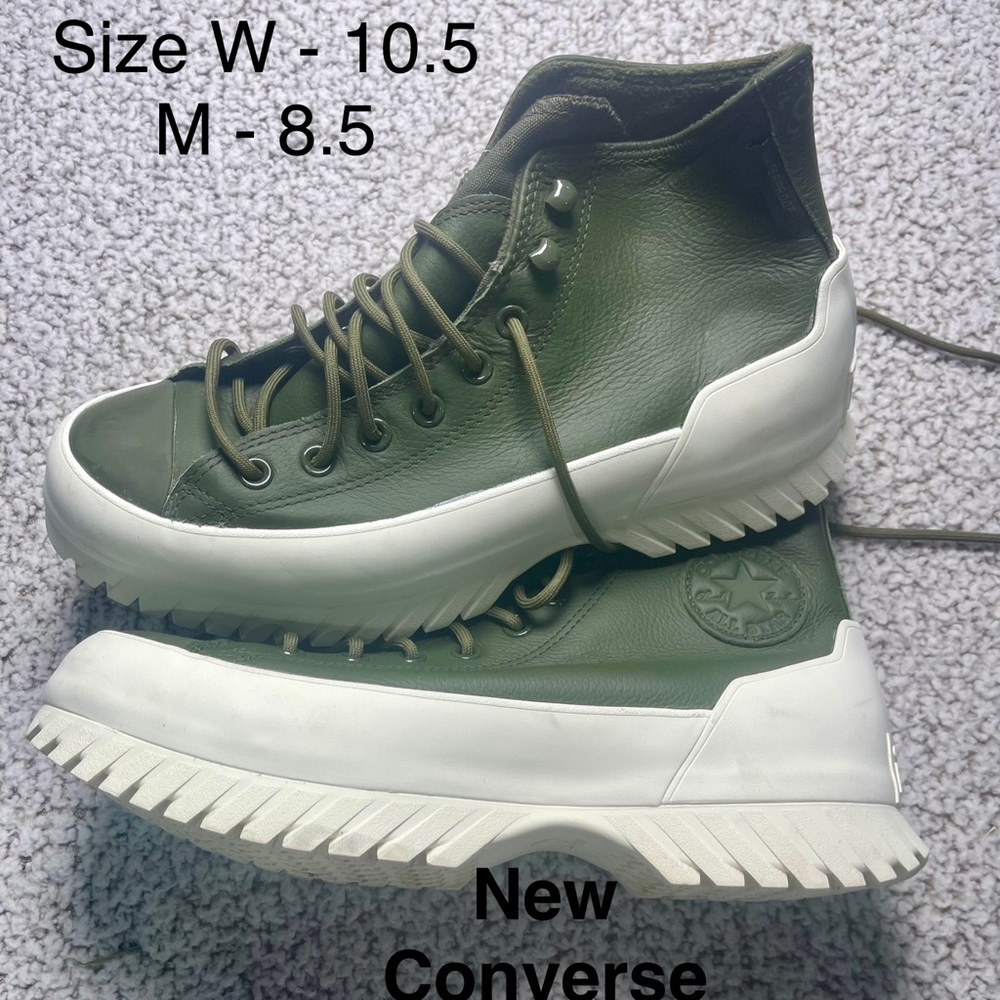 Converse High-Top Sneakers in Green and White